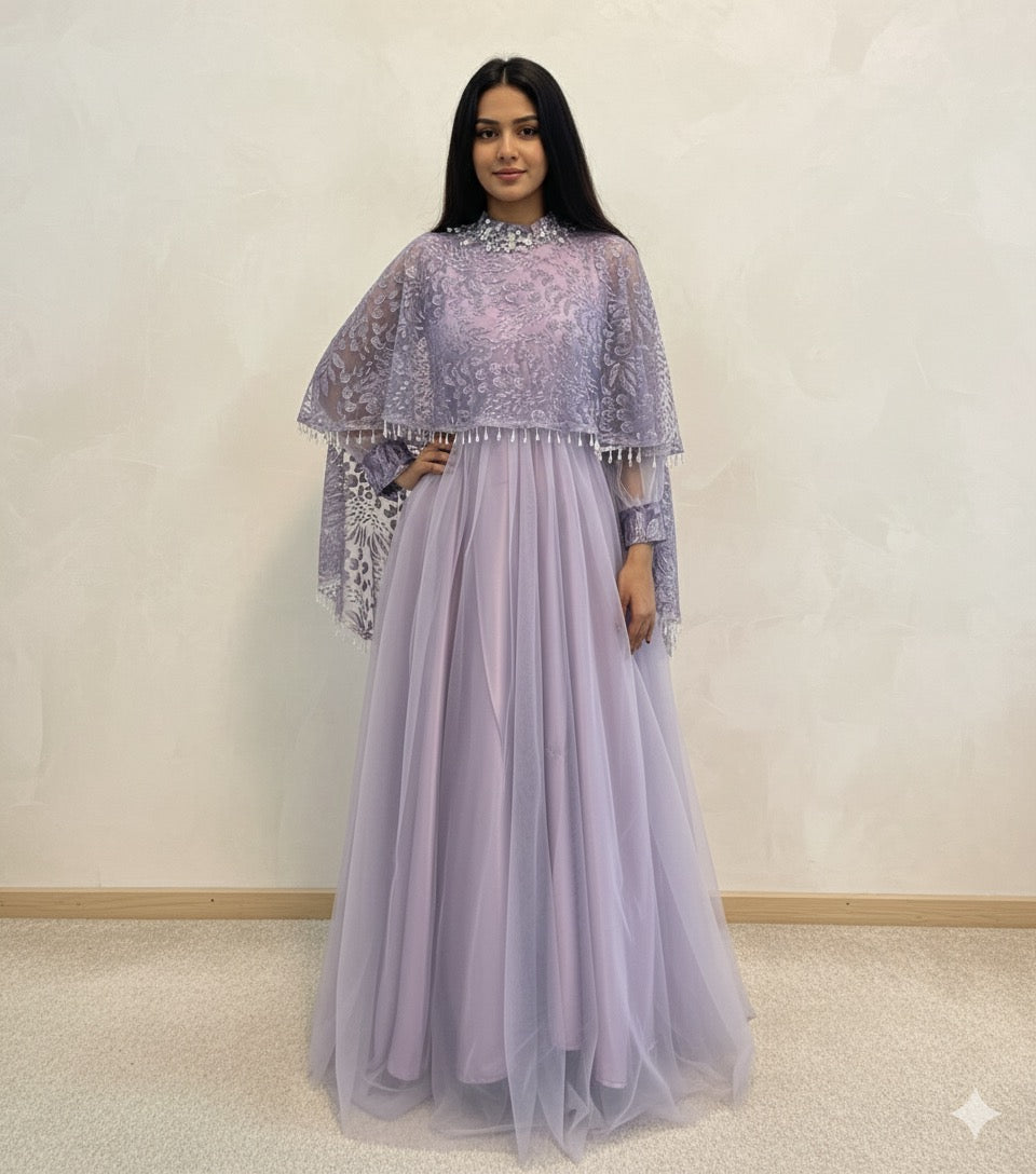 Lavender cape gown