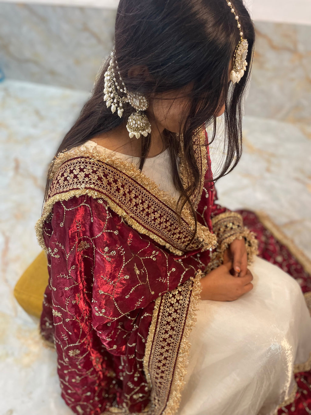 MOST VIRAL MAROON AND WHITE ANARKALI