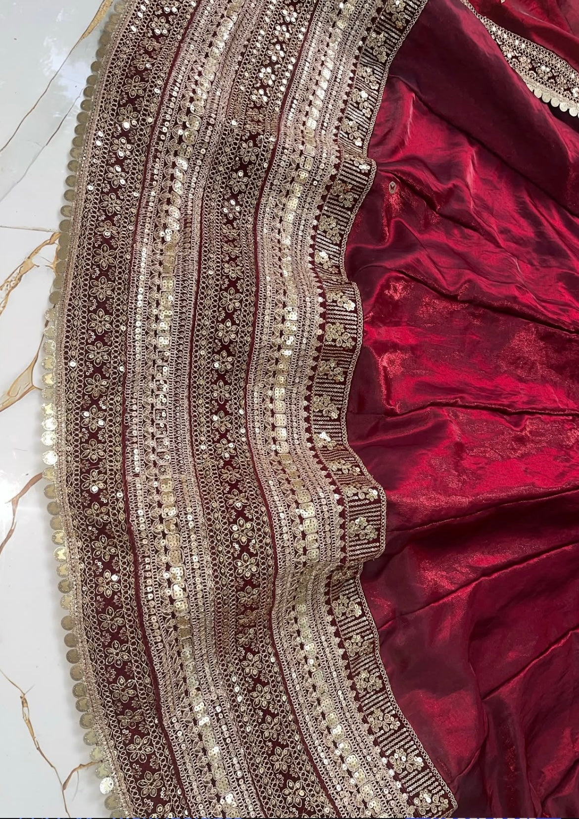 MAROON HEAVY FLARED GOWN