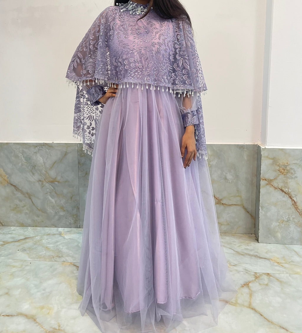 Lavender cape gown